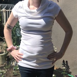 Express Cowl Neck T-Shirt Large White